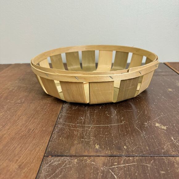 Round Shallow‎ Harvest Basket Vintage Retro Farmhouse Wall Decor - Picture 1 of 8